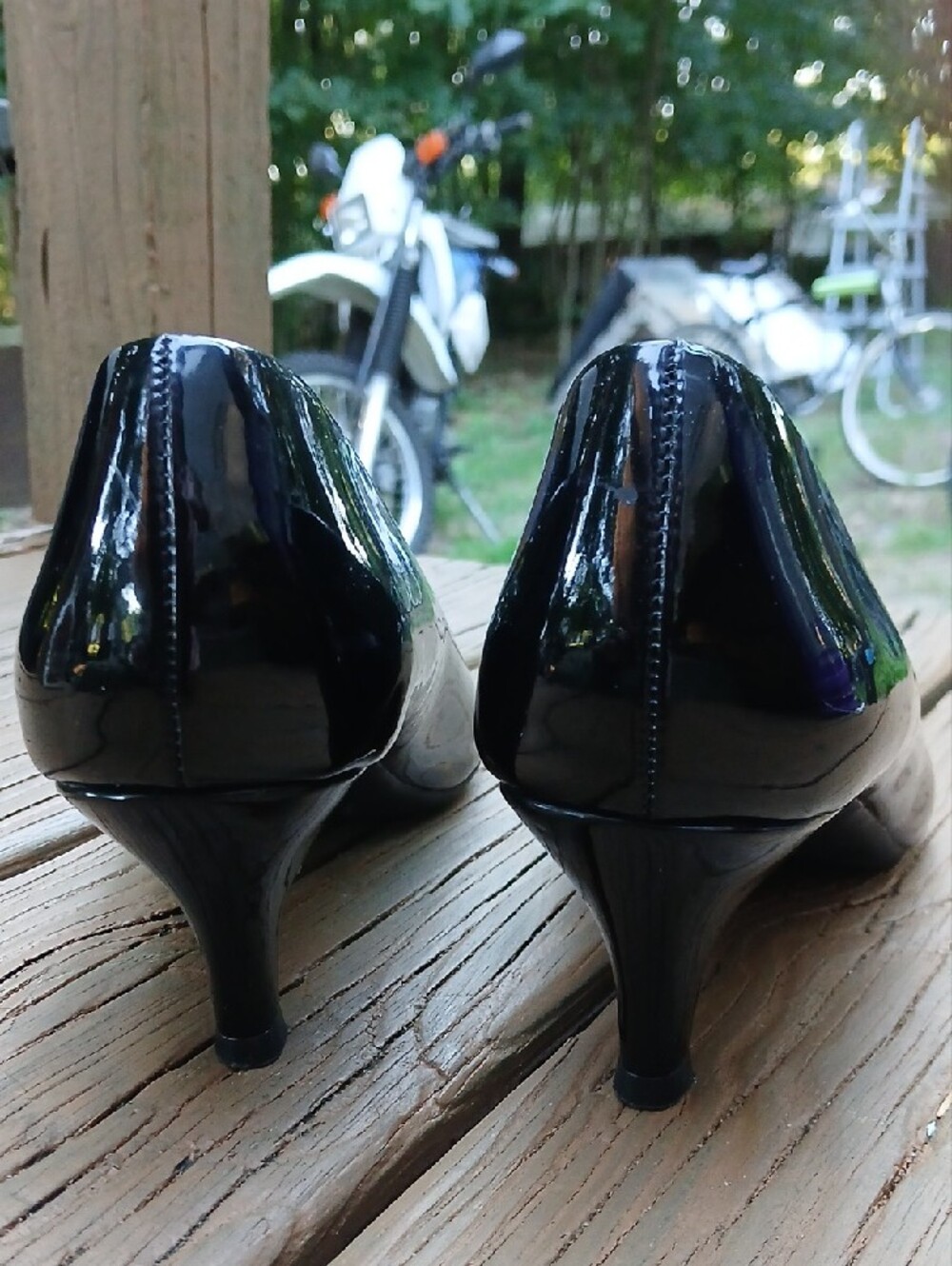 EUC! AEROSOLES Stardom Black Patent Almond-Toe Kitten Heels Faux Leather US SZ 8 - Picture 3 of 6